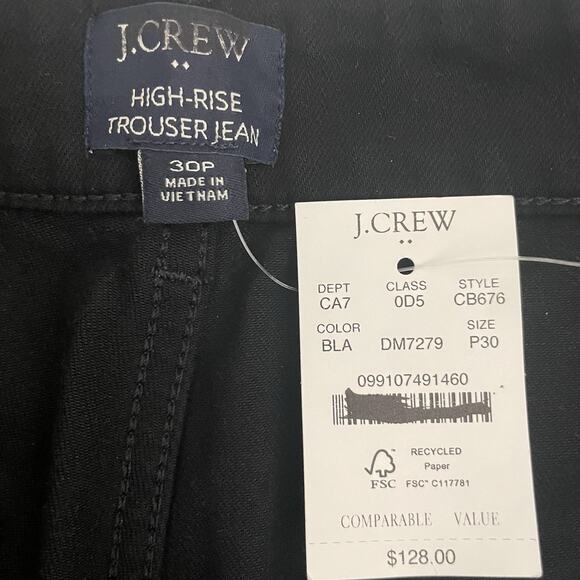 J. Crew Factory Petite High‎ Rise Trouser Jean Black 30P CB676 Minimal Capsule - Picture 5 of 11